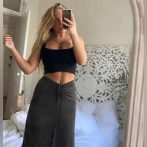 Free People Ruched Jersey Maxi Skirt size x-small